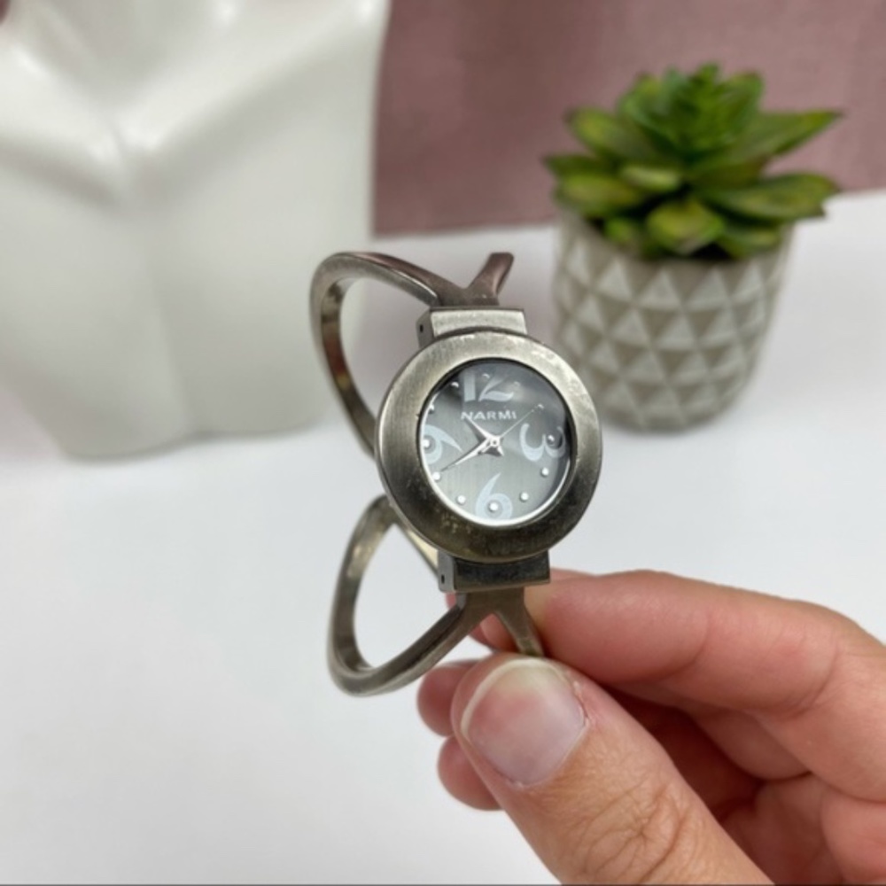 Narmi Silver Stainless Steel Numbers Watch Women